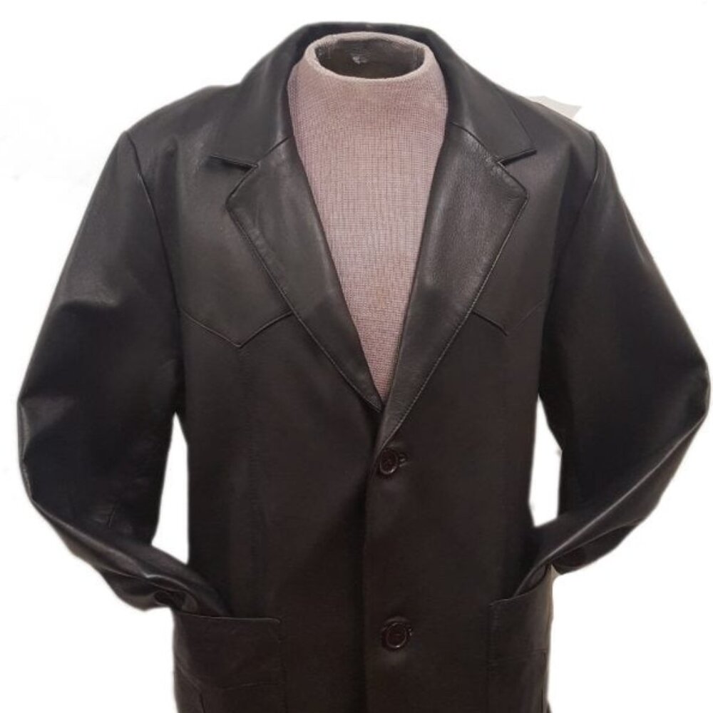 Men’s Vintage Cowboy Western Black 2 button Nappa Leather Blazer